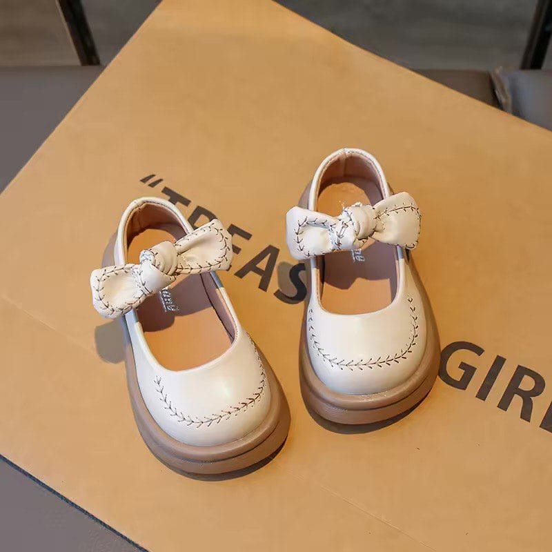 کفش چرم مجلسی دخترانه بچه گانه پاپیونی